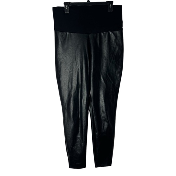 Hatch Black Faux Leather Maternity Leggings size Large - Picture 2 of 4